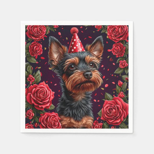 愛らしいワン祝ピー誕生日 スタンダードカクテルナプキン (正面)