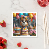 愛らしいワン祝ピー誕生日 スタンダードカクテルナプキン (インサイチュ)