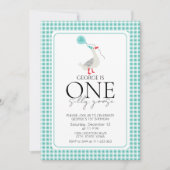 愛らしいワン間抜けグース誕生日 招待状 (正面)