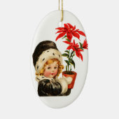 愛らしいヴィンテージの女の子および植物 セラミックオーナメント (右)
