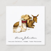 愛らしいヴィンテージの少女と鹿 スクエア名刺 (正面)
