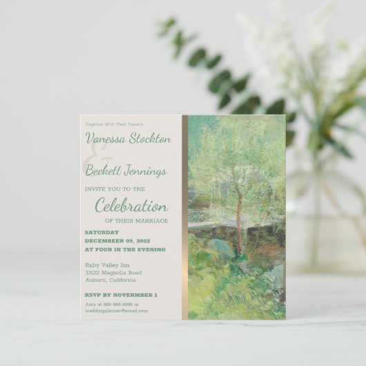 愛らしいヴィンテージの手描きガーデンウェディング招待状 招待状 (スタンド正面)