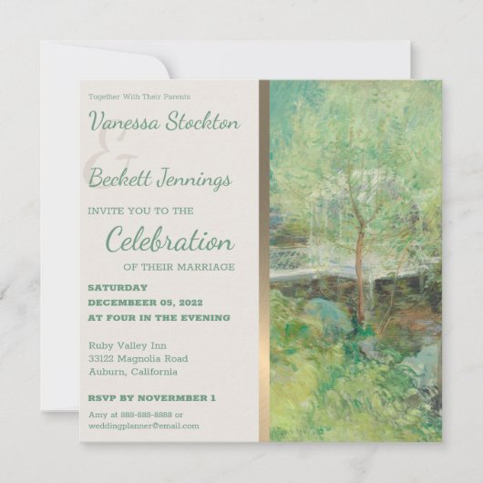 愛らしいヴィンテージの手描きガーデンウェディング招待状 招待状 (正面)