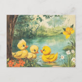 愛らしいヴィンテージアヒル ポストカード (正面)