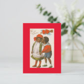 愛らしいヴィンテージアフリカ系アメリカ人カップルのバレンタイン ポストカード (スタンド正面)