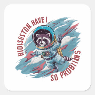 愛らしいヴィンテージアライグマ宇宙飛行士 スクエアシール