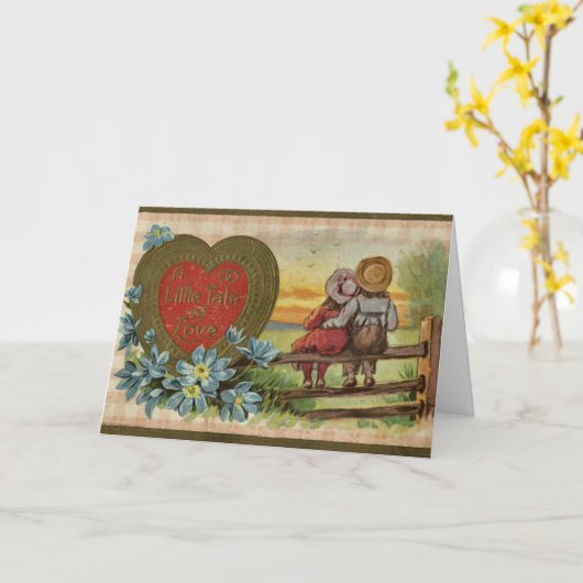 愛らしいヴィンテージイラストレーション子ビッグデータハート カード (黄色い花)