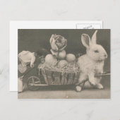 愛らしいヴィンテージイースターウサギ シーズンポストカード (正面/裏面)