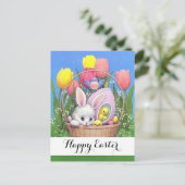 愛らしいヴィンテージイースターバスケット ポストカード (スタンド正面)