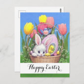 愛らしいヴィンテージイースターバスケット ポストカード (正面/裏面)