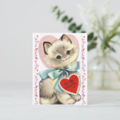 愛らしいヴィンテージキッテン猫1950年代バレンタイン ポストカード (スタンド正面)