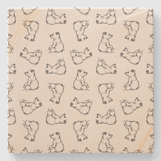 愛らしいヴィンテージクマカスタムカブBGカラー ストーンコースター (正面)