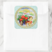 愛らしいヴィンテージクリスマストインデナー&フラワーカート スクエアシール (バッグ)