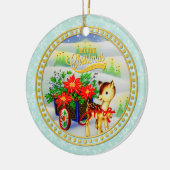 愛らしいヴィンテージクリスマストインデナー&フラワーカート セラミックオーナメント (左)