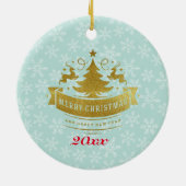 愛らしいヴィンテージクリスマストインデナー&フラワーカート セラミックオーナメント (裏面)