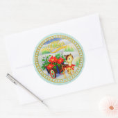 愛らしいヴィンテージクリスマストインデナー&フラワーカート ラウンドシール (封筒)