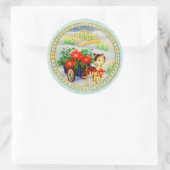 愛らしいヴィンテージクリスマストインデナー&フラワーカート ラウンドシール (バッグ)