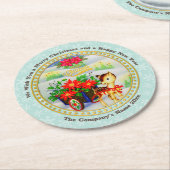 愛らしいヴィンテージクリスマストインデナー&フラワーカート ラウンドペーパーコースター (アングル)