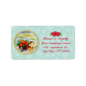 愛らしいヴィンテージクリスマストインデナー&フラワーカート ラベル (正面)