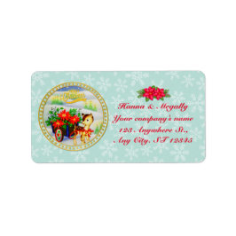 愛らしいヴィンテージクリスマストインデナー&フラワーカート ラベル
