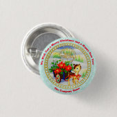 愛らしいヴィンテージクリスマストインデナー&フラワーカート 缶バッジ (正面&裏面)