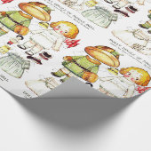 愛らしいヴィンテージスタイル紙の人形と衣装 ラッピングペーパー (角)