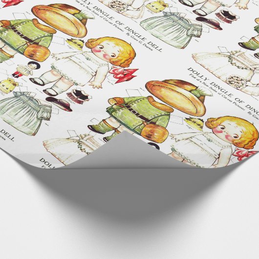 愛らしいヴィンテージスタイル紙の人形と衣装 ラッピングペーパー (角)