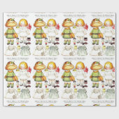 愛らしいヴィンテージスタイル紙の人形と衣装 ラッピングペーパー (フラット)