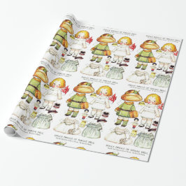 愛らしいヴィンテージスタイル紙の人形と衣装 ラッピングペーパー