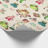 愛らしいヴィンテージスタイル紙人形と衣装 ラッピングペーパー (角)