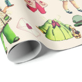 愛らしいヴィンテージスタイル紙人形と衣装 ラッピングペーパー (ロールコーナー)