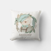 愛らしいヴィンテージテディベアお子様の名前 クッション (正面)