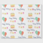 愛らしいヴィンテージハッピーバースデー ラッピングペーパー (フラット)