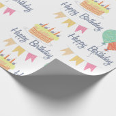 愛らしいヴィンテージハッピーバースデー ラッピングペーパー (角)