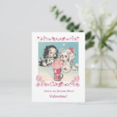 愛らしいヴィンテージパピーズ共有フロートバレンタイン ポストカード (スタンド正面)