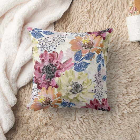 愛らしいヴィンテージピンクのオレンジ色の菊 クッション (ブランケット)