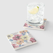 愛らしいヴィンテージピンクのオレンジ色の菊 ストーンコースター (横)