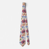 愛らしいヴィンテージピンクのオレンジ色の菊 ネクタイ (正面)