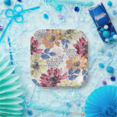 愛らしいヴィンテージピンクのオレンジ色の菊 ペーパープレート (パーティー)