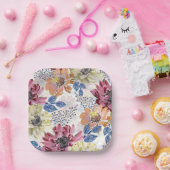 愛らしいヴィンテージピンクのオレンジ色の菊 ペーパープレート (パーティー)