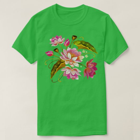 愛らしいヴィンテージピンクの花 Tシャツ (デザイン正面)