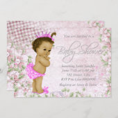 愛らしいヴィンテージピンクベビーシャワー 招待状 (正面/裏面)