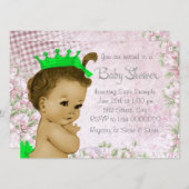 愛らしいヴィンテージピンクベビーシャワー 招待状 (正面/裏面)