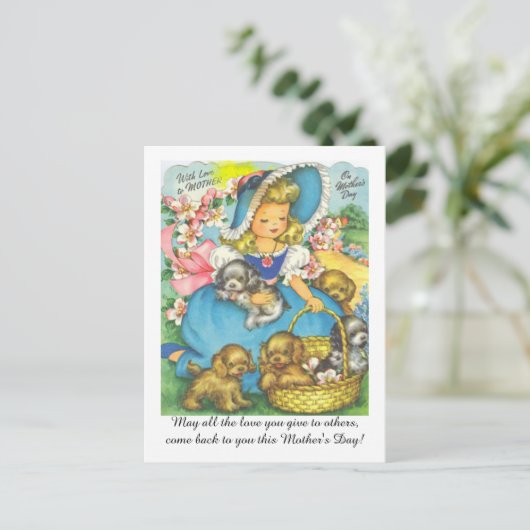 愛らしいヴィンテージママの日 ポストカード (スタンド正面)