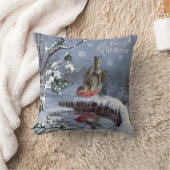 愛らしいヴィンテージメリークリスマスの鳥の枕！ クッション (ブランケット)