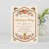 愛らしいヴィンテージレトロクリスマスホリデーパーティー 招待状 (スタンド正面)