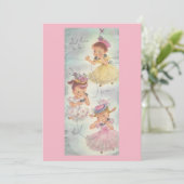 愛らしいヴィンテージ女子パーティの招待状。 招待状 (スタンド正面)