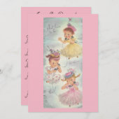 愛らしいヴィンテージ女子パーティの招待状。 招待状 (正面/裏面)