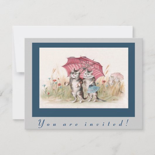 愛らしいヴィンテージ猫招待状 招待状 (正面)