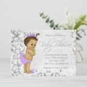 愛らしいヴィンテージ紫と灰色の赤ちゃんシャワー 招待状 (スタンド正面)
